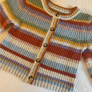 Anthropologie Pilcro Ribbed Multi-Stripe Cardigan Sweater